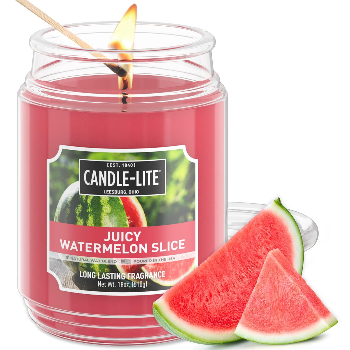 Candle-lite Duftkerze Saftige Wassermelone, 18 oz, Brenndauer 110 Stunden, Handgegossen in den USA