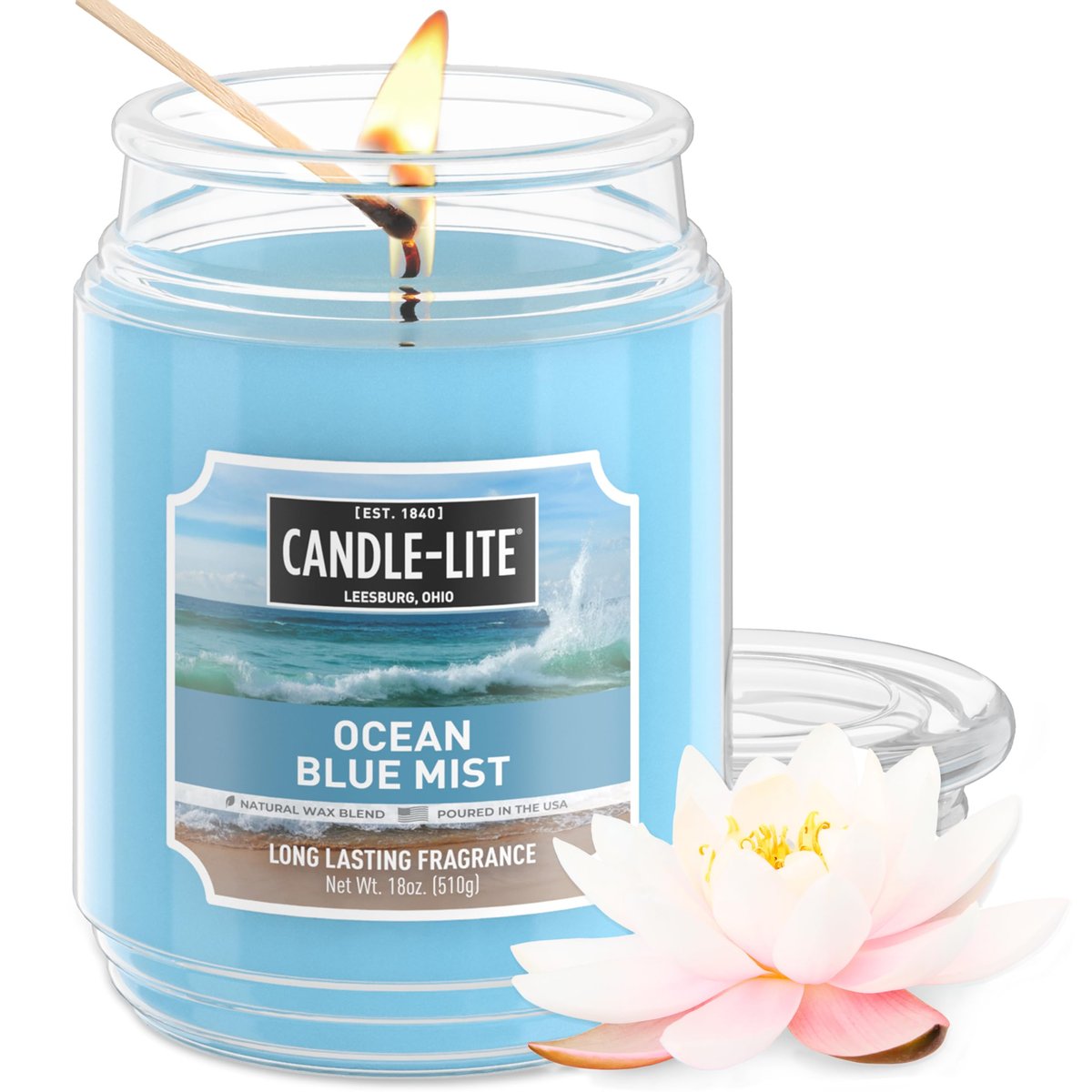 Candle-lite Duftkerze Ocean Blue Mist, 18 oz, paraffin, 110 Stunden Brenndauer, USA-Handwerk