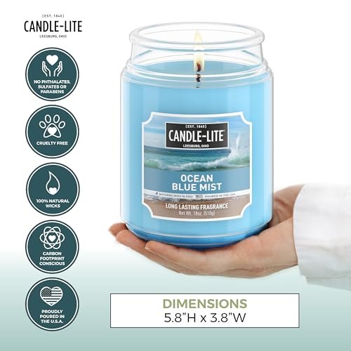 Candle-lite Duftkerze Ocean Blue Mist, 18 oz, paraffin, 110 Stunden Brenndauer, USA-Handwerk