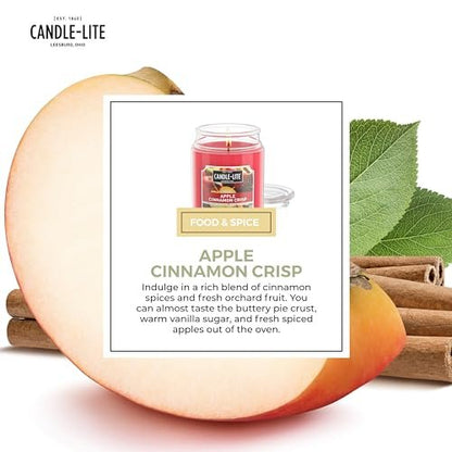 Candle-lite Herbst-Duftkerzen, Apfel-Zimt-Crisp, 510 g Glas, in den USA gegossen, Aromatherapie-Kerze, Einzeldocht mit 110 Stunden Brenndauer, perfekt für eine einladende Atmosphäre