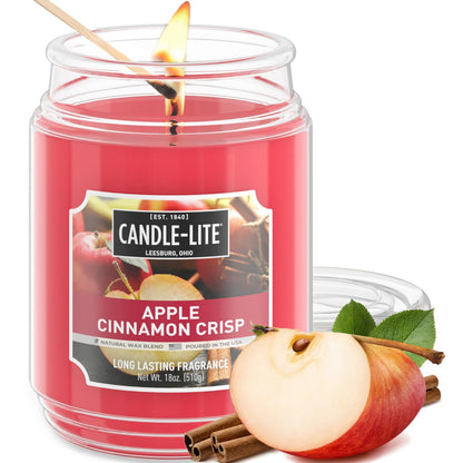 Candle-lite Herbst-Duftkerzen, Apfel-Zimt-Crisp, 510 g Glas, in den USA gegossen, Aromatherapie-Kerze, Einzeldocht mit 110 Stunden Brenndauer, perfekt für eine einladende Atmosphäre