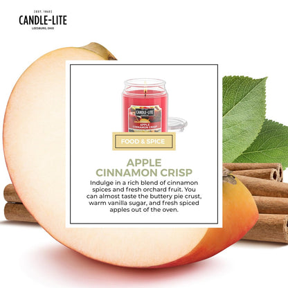 Candle-lite Herbst-Duftkerzen, Apfel-Zimt-Crisp, 510 g Glas, in den USA gegossen, Aromatherapie-Kerze, Einzeldocht mit 110 Stunden Brenndauer, perfekt für eine einladende Atmosphäre