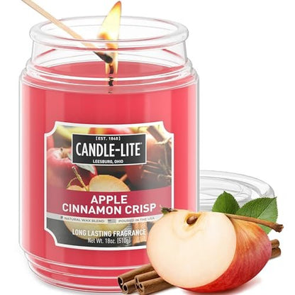 Candle-lite Herbst-Duftkerzen, Apfel-Zimt-Crisp, 510 g Glas, in den USA gegossen, Aromatherapie-Kerze, Einzeldocht mit 110 Stunden Brenndauer, perfekt für eine einladende Atmosphäre