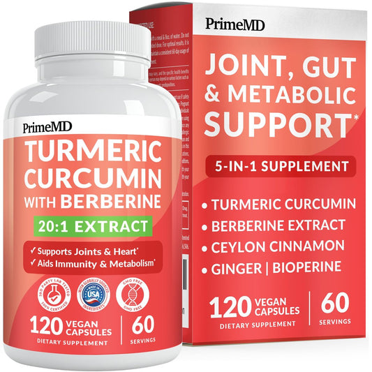 5-in-1 Bio Kurkuma Curcumin Komplex (4210mg) mit Berberin, Ceylon Zimt, Bioperin & Ingwer – 120 Kapseln für Gelenke, Herz, Darm & Stoffwechsel