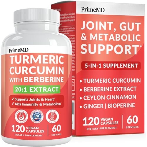 5-in-1 Bio Kurkuma Curcumin Komplex (4210mg) mit Berberin, Ceylon Zimt, Bioperin & Ingwer – 120 Kapseln für Gelenke, Herz, Darm & Stoffwechsel