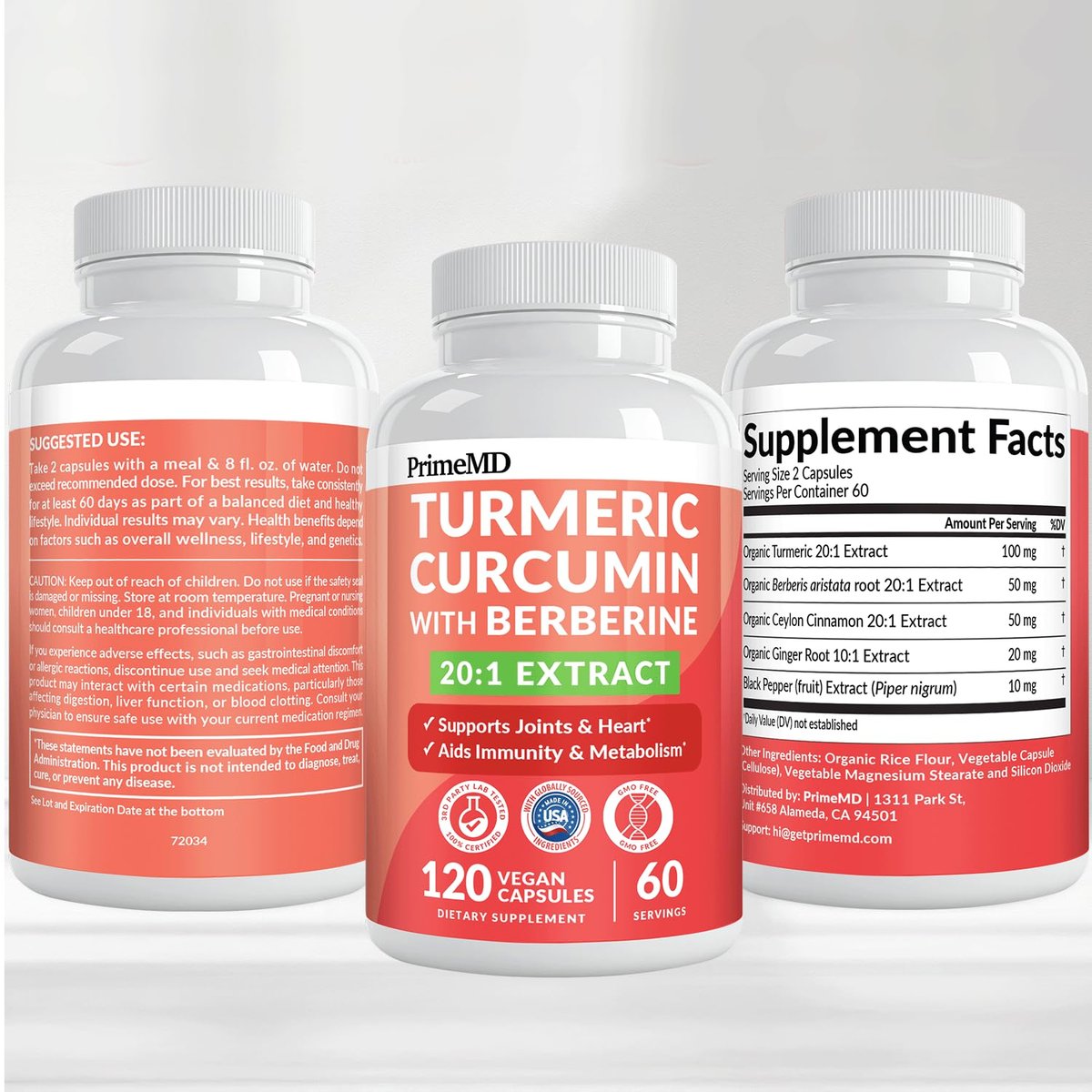 5-in-1 Bio Kurkuma Curcumin Komplex (4210mg) mit Berberin, Ceylon Zimt, Bioperin & Ingwer – 120 Kapseln für Gelenke, Herz, Darm & Stoffwechsel