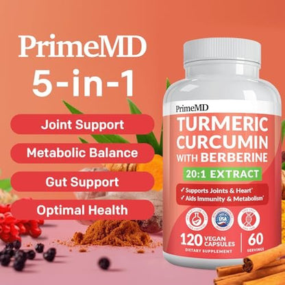 5-in-1 Bio Kurkuma Curcumin Komplex (4210mg) mit Berberin, Ceylon Zimt, Bioperin & Ingwer – 120 Kapseln für Gelenke, Herz, Darm & Stoffwechsel
