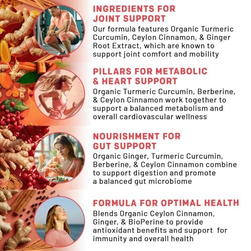 5-in-1 Bio Kurkuma Curcumin Komplex (4210mg) mit Berberin, Ceylon Zimt, Bioperin & Ingwer – 120 Kapseln für Gelenke, Herz, Darm & Stoffwechsel