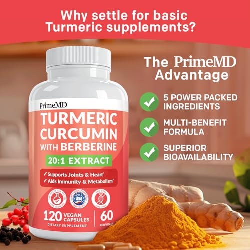 5-in-1 Bio Kurkuma Curcumin Komplex (4210mg) mit Berberin, Ceylon Zimt, Bioperin & Ingwer – 120 Kapseln für Gelenke, Herz, Darm & Stoffwechsel