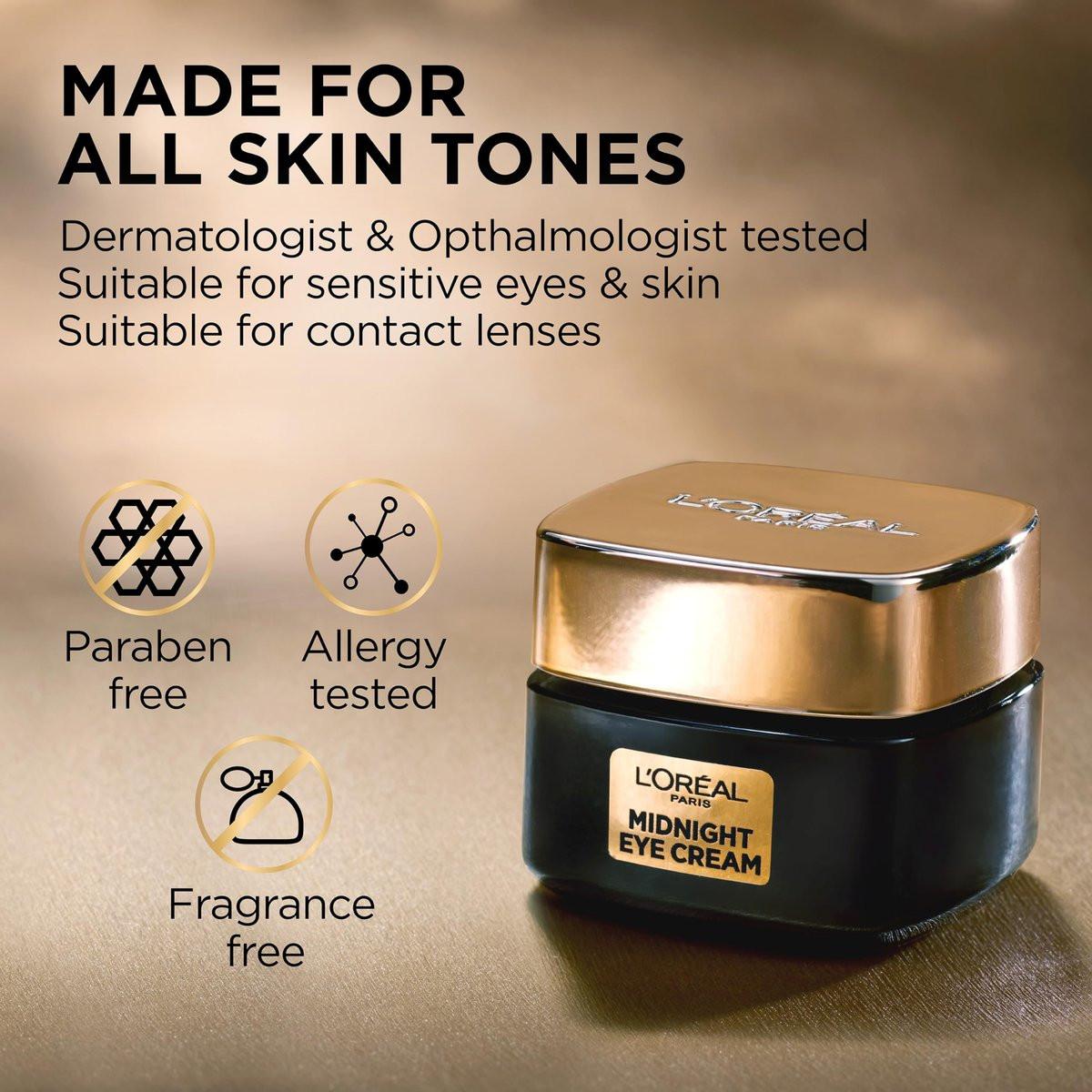L'Oreal Paris Age Perfect Cell Renewal Midnight Augencreme – Reich an Antioxidantien gegen 8 Zeichen der Hautalterung, inklusive Nachtcreme-Probe