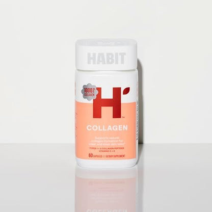Habit Collagen Supplement (60 Kapseln) - 2000mg Kollagenpeptide, Vitamin C & Vitamin E für Hautgesundheit, Antioxidantien, Nicht-GVO, Glutenfrei (1 Packung)