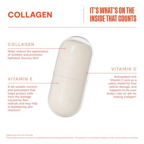 Habit Collagen Supplement (60 Kapseln) - 2000mg Kollagenpeptide, Vitamin C & Vitamin E für Hautgesundheit, Antioxidantien, Nicht-GVO, Glutenfrei (1 Packung)