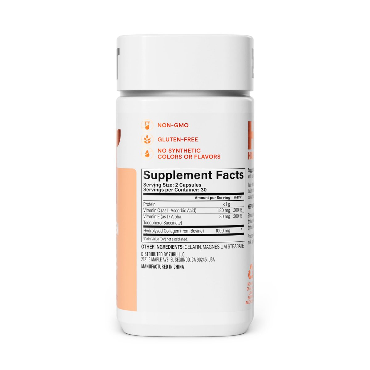 Habit Collagen Supplement (60 Kapseln) - 2000mg Kollagenpeptide, Vitamin C & Vitamin E für Hautgesundheit, Antioxidantien, Nicht-GVO, Glutenfrei (1 Packung)
