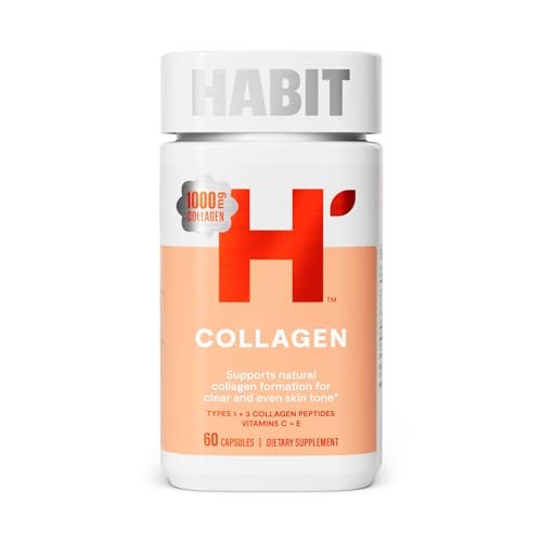 Habit Collagen Supplement (60 Kapseln) - 2000mg Kollagenpeptide, Vitamin C & Vitamin E für Hautgesundheit, Antioxidantien, Nicht-GVO, Glutenfrei (1 Packung)