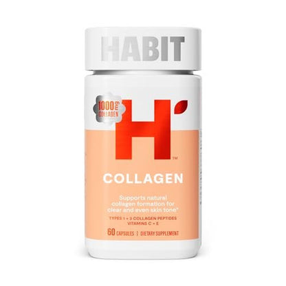 Habit Collagen Supplement (60 Kapseln) - 2000mg Kollagenpeptide, Vitamin C & Vitamin E für Hautgesundheit, Antioxidantien, Nicht-GVO, Glutenfrei (1 Packung)