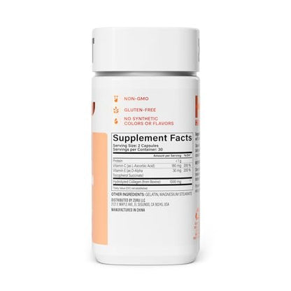 Habit Collagen Supplement (60 Kapseln) - 2000mg Kollagenpeptide, Vitamin C & Vitamin E für Hautgesundheit, Antioxidantien, Nicht-GVO, Glutenfrei (1 Packung)