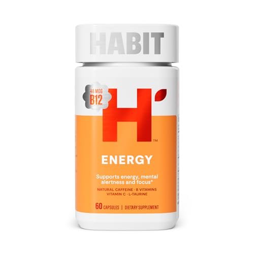 Habit Energy Supplement (60 Kapseln) - Neue Optik, Unterstützt Energie, Wachsamkeit und Konzentration, Natürliches Koffein, Vitamine B & C, Grüntee-Extrakt, Vegan, Nicht-GVO (1 Packung)