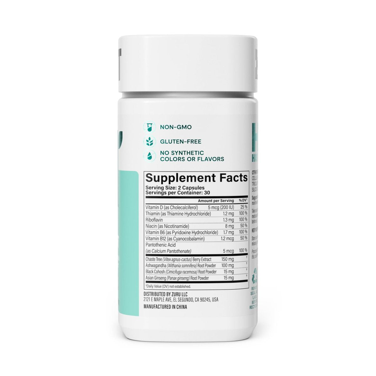Habit PMS Unterstützung für Frauen (60 Kapseln) - Lindert prämenstruelle Symptome & Stress, Hormonbalance, Stimmung, B-Vitamine, Vitamin D, Mönchspfeffer, Ashwagandha, glutenfrei, nicht-GVO (1 Packung)