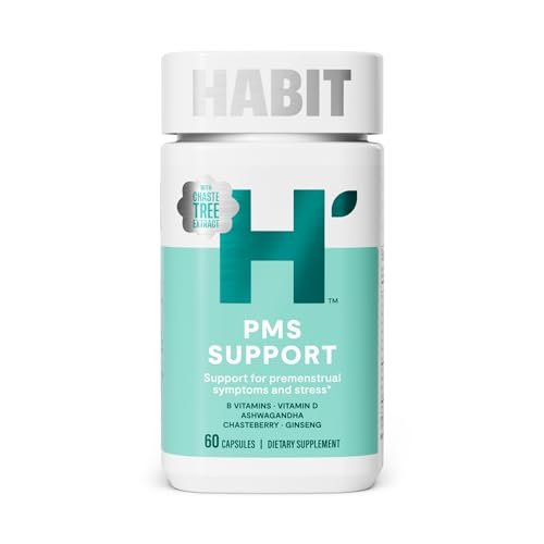 Habit PMS Unterstützung für Frauen (60 Kapseln) - Lindert prämenstruelle Symptome & Stress, Hormonbalance, Stimmung, B-Vitamine, Vitamin D, Mönchspfeffer, Ashwagandha, glutenfrei, nicht-GVO (1 Packung)