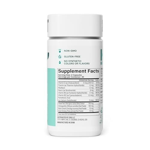 Habit PMS Unterstützung für Frauen (60 Kapseln) - Lindert prämenstruelle Symptome & Stress, Hormonbalance, Stimmung, B-Vitamine, Vitamin D, Mönchspfeffer, Ashwagandha, glutenfrei, nicht-GVO (1 Packung)