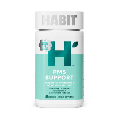 Habit PMS Unterstützung für Frauen (60 Kapseln) - Lindert prämenstruelle Symptome & Stress, Hormonbalance, Stimmung, B-Vitamine, Vitamin D, Mönchspfeffer, Ashwagandha, glutenfrei, nicht-GVO (1 Packung)