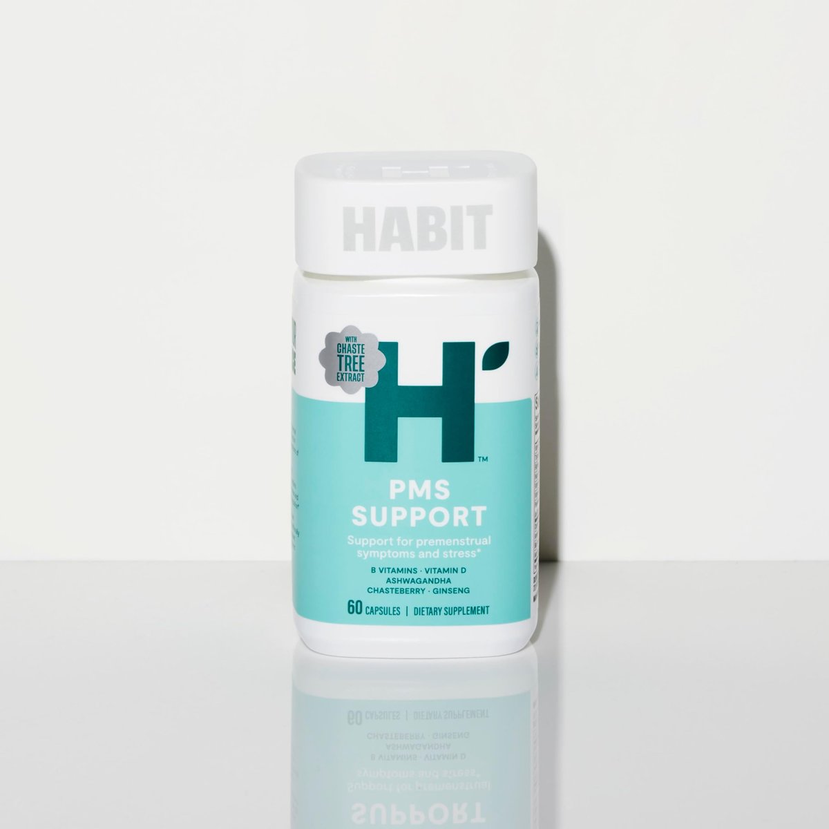 Habit PMS Unterstützung für Frauen (60 Kapseln) - Lindert prämenstruelle Symptome & Stress, Hormonbalance, Stimmung, B-Vitamine, Vitamin D, Mönchspfeffer, Ashwagandha, glutenfrei, nicht-GVO (1 Packung)