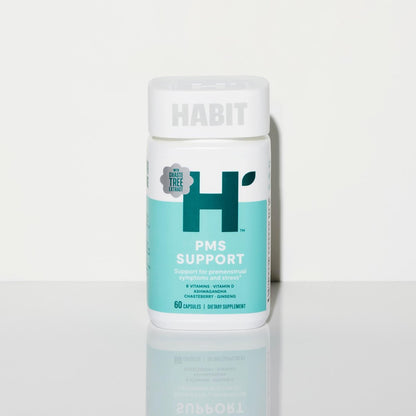 Habit PMS Unterstützung für Frauen (60 Kapseln) - Lindert prämenstruelle Symptome & Stress, Hormonbalance, Stimmung, B-Vitamine, Vitamin D, Mönchspfeffer, Ashwagandha, glutenfrei, nicht-GVO (1 Packung)