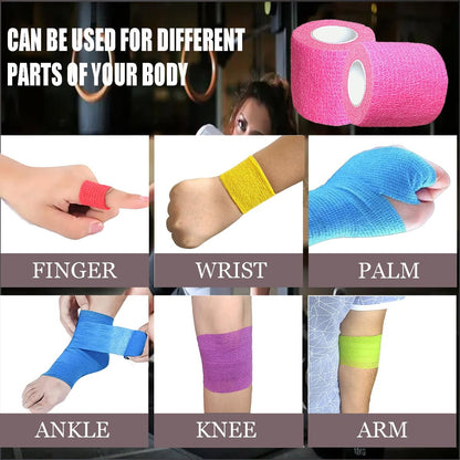 Kuanfine 3er-Pack 2 Zoll Selbstklebende Bandage Wickelverband für Haustiere, Dehnbarer Selbsthaftender Tape-Kohäsivverband für Sport, Handgelenk und Knöchel (Mehrfarbig)