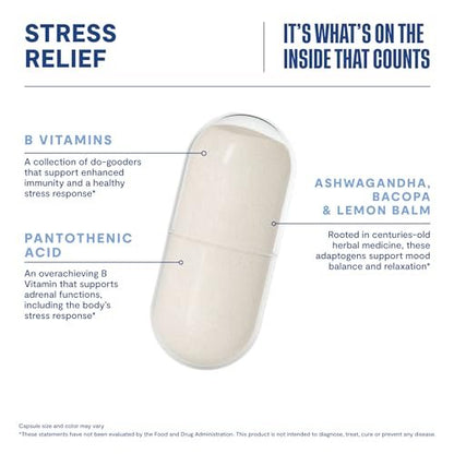 Habit Stress Relief Supplement (60 Kapseln) - Neues Design, Unterstützt Entspannung & Stimmungsausgleich, Vitamin B, Adaptogene, Melisse, Beruhigend, Vegan, Ohne Gentechnik (1 Packung)