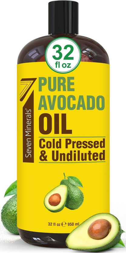 Kaltgepresstes Avocadoöl für Haar, Haut & Gesicht - Große 32oz Flasche - Premiumqualität & Hexanfrei, 100% rein, GMO-frei & nicht fettend - Trägeröl für natürliche Haar- und Hautpflege - Ideal mit ätherischen Ölen