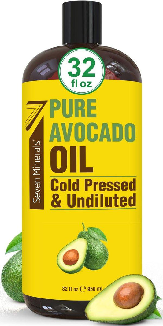 Kaltgepresstes Avocadoöl für Haar, Haut & Gesicht - Große 32oz Flasche - Premiumqualität & Hexanfrei, 100% rein, GMO-frei & nicht fettend - Trägeröl für natürliche Haar- und Hautpflege - Ideal mit ätherischen Ölen