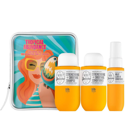 Sol de Janeiro Tropical Abundance Hair Repair Trio Reiseset | Sulfatfreies Brazilian Joia Shampoo & Conditioner & Leave-In Conditioner Spray | TSA-freundlich
