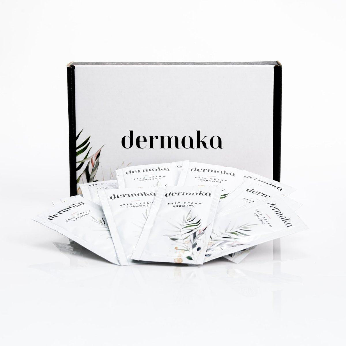 Dermaka Hautcreme 25 Portionspackungen (5 ml) – Feuchtigkeitscreme mit Arnika Montana & Vitaminen A & E – Nicht fettende Formel für Gesicht & Körper