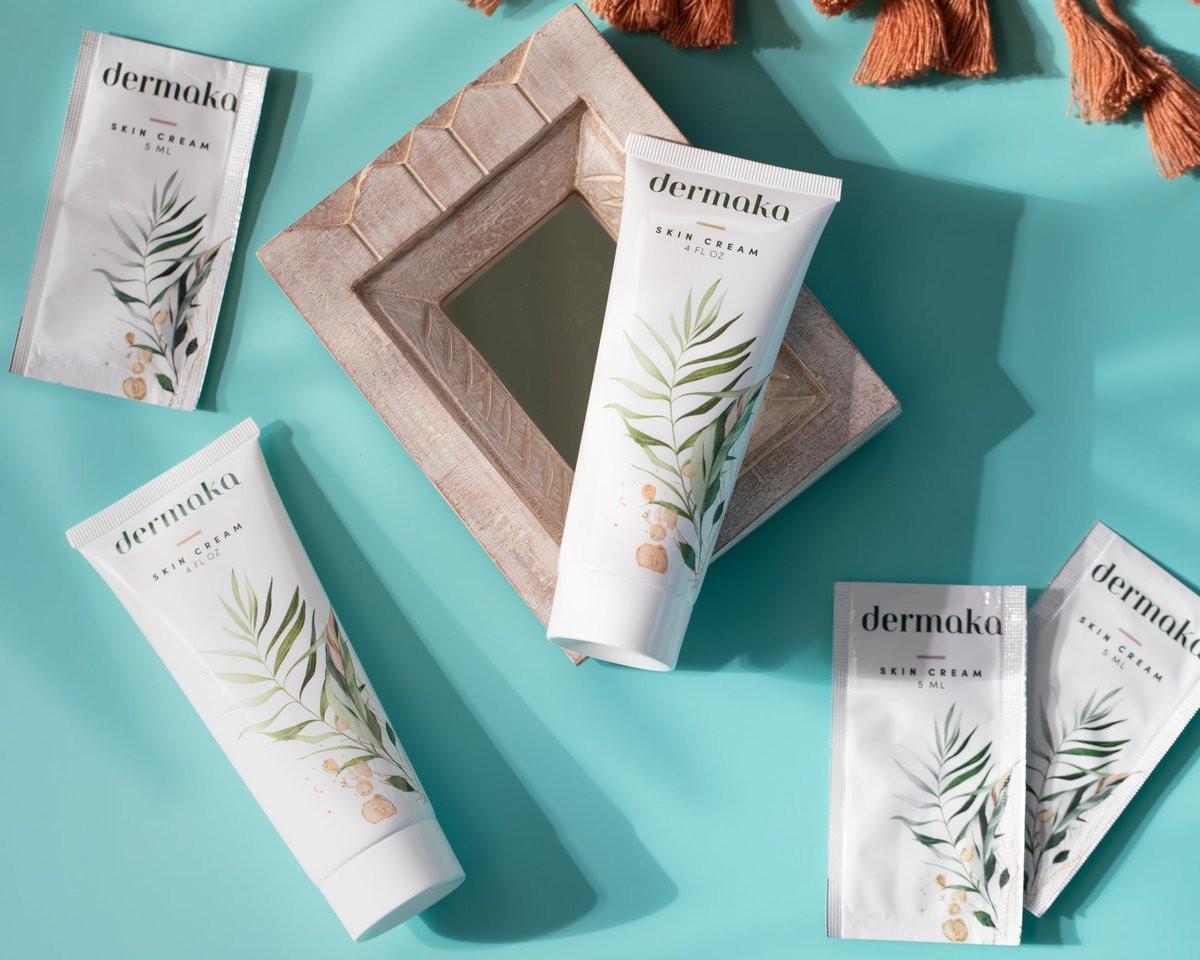 Dermaka Hautcreme 25 Portionspackungen (5 ml) – Feuchtigkeitscreme mit Arnika Montana & Vitaminen A & E – Nicht fettende Formel für Gesicht & Körper