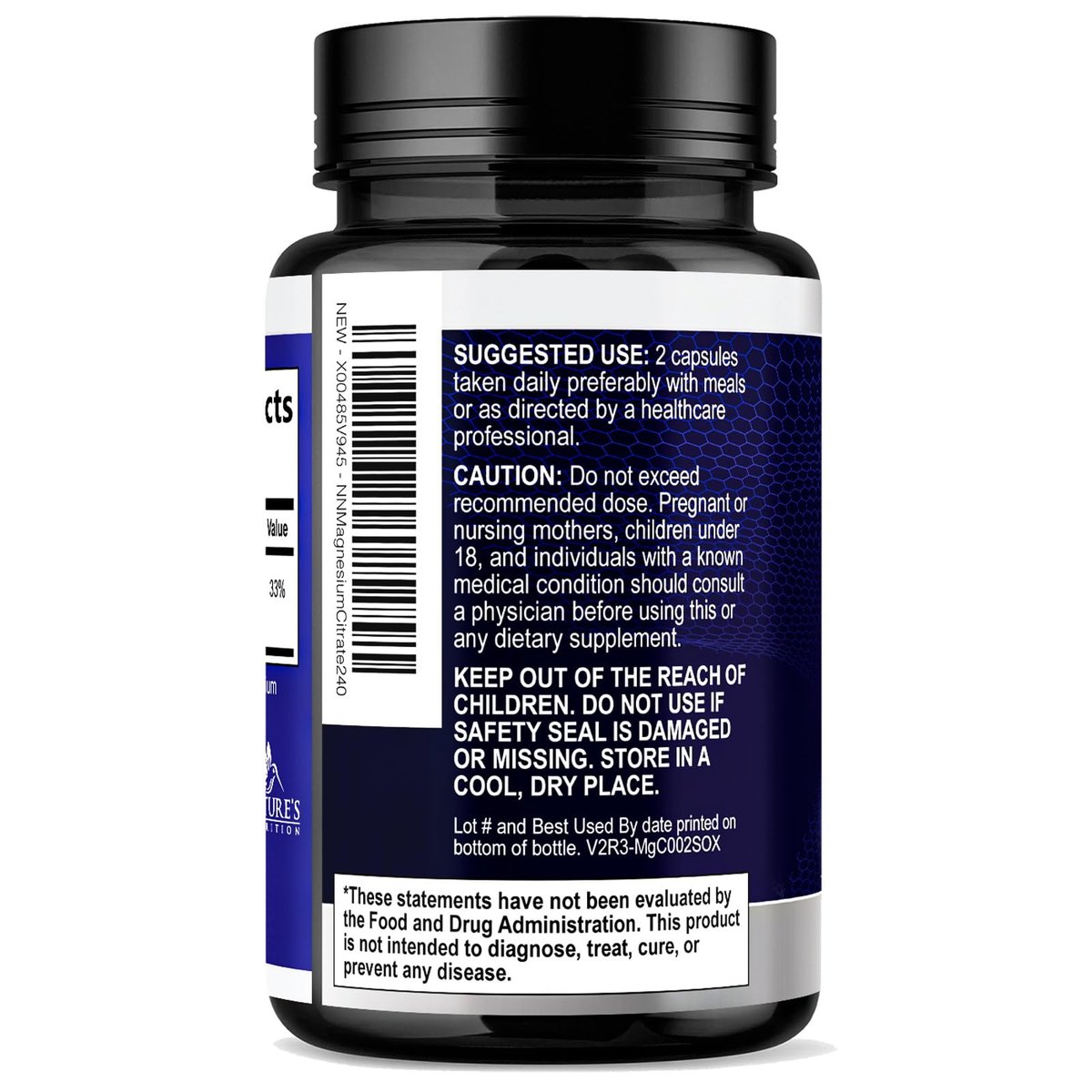 Magnesiumcitrat 1000mg pro Portion - 3-fach Stärke Magnesium Ergänzung für Knochen, Muskeln, Herz, natürliche Schlafunterstützung für Männer & Frauen, vegane Mag Mineral Kapseln, nicht-GVO, in den USA abgefüllt - 240 Kapseln