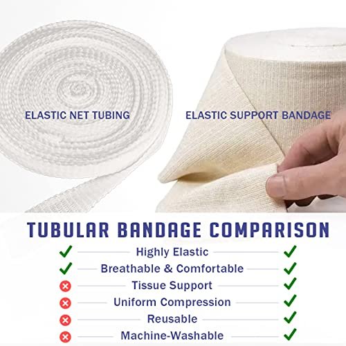EVERLIT Elastischer Tubular-Stützverband | Schlauchverband für großen Arm, Knie, Beine | Leichter bis mäßiger Kompressionsverband für Gewebeunterstützung (Größe C | 2,75" x 11 yd)