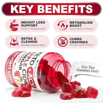 Keto ACV Gummies Fortgeschrittener Gewichtsverlust - Zuckerfreie ACV Keto Gummies - Gummy-Ergänzung für Frauen und Männer - Detox - Apfelessig - Apfelgeschmack