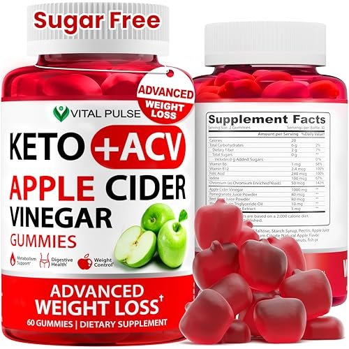 Keto ACV Gummies Fortgeschrittener Gewichtsverlust - Zuckerfreie ACV Keto Gummies - Gummy-Ergänzung für Frauen und Männer - Detox - Apfelessig - Apfelgeschmack