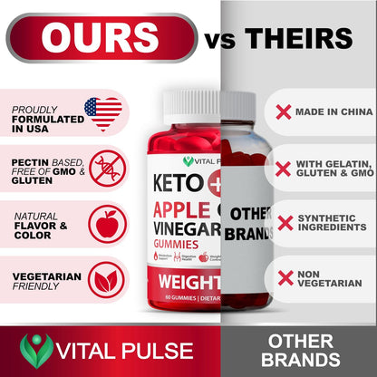 Keto ACV Gummies Fortgeschrittener Gewichtsverlust - Zuckerfreie ACV Keto Gummies - Gummy-Ergänzung für Frauen und Männer - Detox - Apfelessig - Apfelgeschmack
