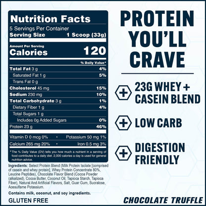 PEScience Select Protein Pulver – Whey & Casein Blend, Mageres Proteinpulver für Frauen und Männer, Kalorienarm, Low Carb, Keto-freundlich, Glutenfrei, Schokoladentrüffel – 5 Portionen