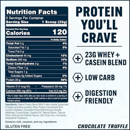 PEScience Select Protein Pulver – Whey & Casein Blend, Mageres Proteinpulver für Frauen und Männer, Kalorienarm, Low Carb, Keto-freundlich, Glutenfrei, Schokoladentrüffel – 5 Portionen