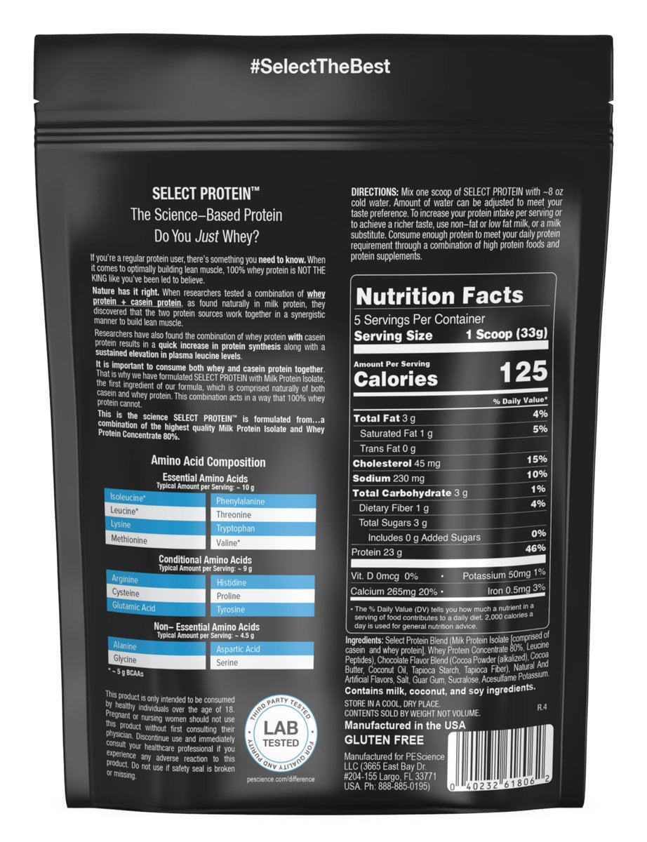 PEScience Select Protein Pulver – Whey & Casein Blend, Mageres Proteinpulver für Frauen und Männer, Kalorienarm, Low Carb, Keto-freundlich, Glutenfrei, Schokoladentrüffel – 5 Portionen