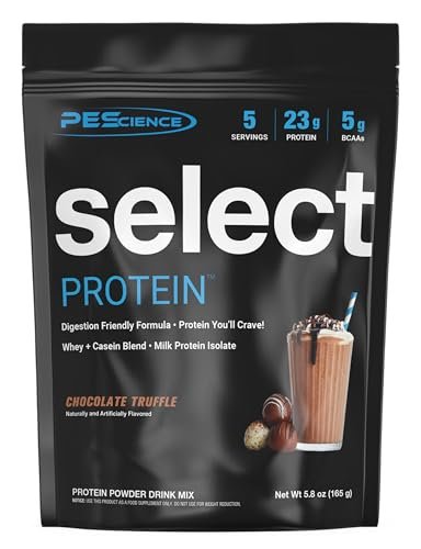 PEScience Select Protein Pulver – Whey & Casein Blend, Mageres Proteinpulver für Frauen und Männer, Kalorienarm, Low Carb, Keto-freundlich, Glutenfrei, Schokoladentrüffel – 5 Portionen