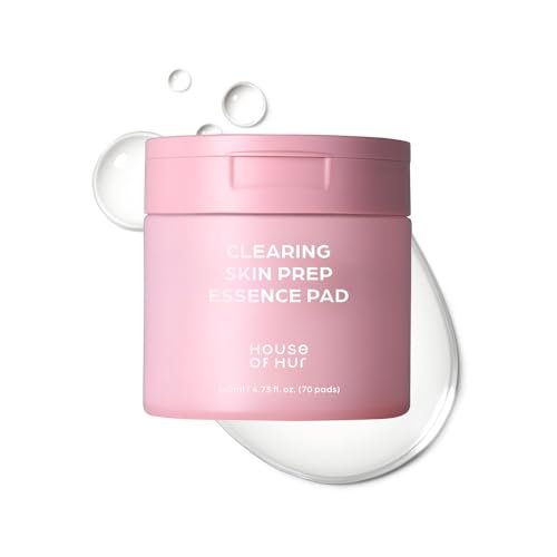 House of Hur Clearing Skin Prep Essence Pads – Pilzbedingte Akne sichere AHA BHA PHA Peeling-Toner-Pads mit Rote-Bete-Extrakt – Alkoholfrei, Duftfrei – Koreanische Hautpflege – 70 Pads (140 ml)