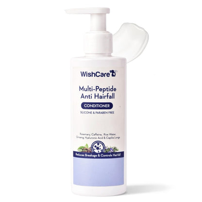 WishCare Multi Peptide Anti Hairfall Conditioner – Für Frauen & Männer – Haarconditioner gegen Frizz – mit Reiswasser, Rosmarin, Capilia Longa, Hyaluronsäure & Koffein 200 ml