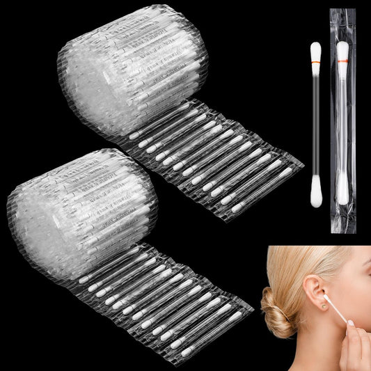 Hoolerry 200 Stück Piercing-Pflege-Wattestäbchen, einzeln verpackt, mit Kochsalzlösung, für Ohrlochreiniger, Keloid-Entfernung, Nasenpiercing-Beule