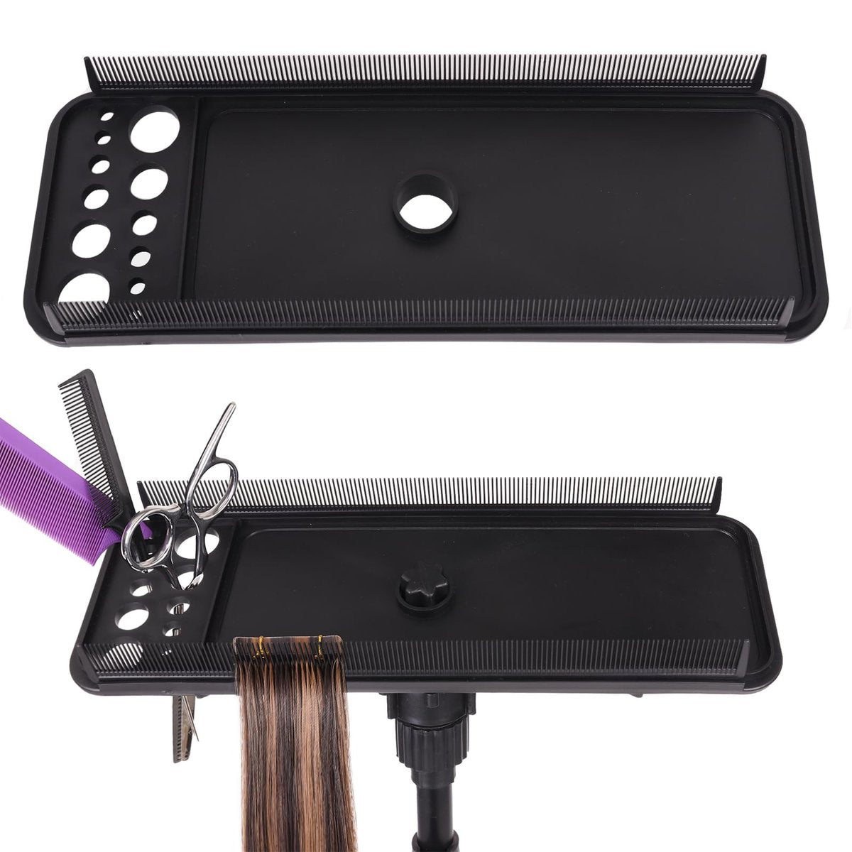 AliLeader Haarverlängerungs-Werkzeugablage mit 2 Kämmen – Styling-Ständer für Echthaar- und Kunsthaarverlängerungen, geeignet für Waschen, Färben und Föhnen von Weft-, Clip-In- und Tape-In-Extensions