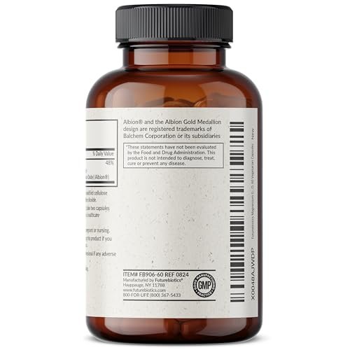 Futurebiotics Magnesium Glycinat 200 mg pro Portion, cheliert für hohe Absorption, magenschonend, Non-GMO, 60 Kapseln