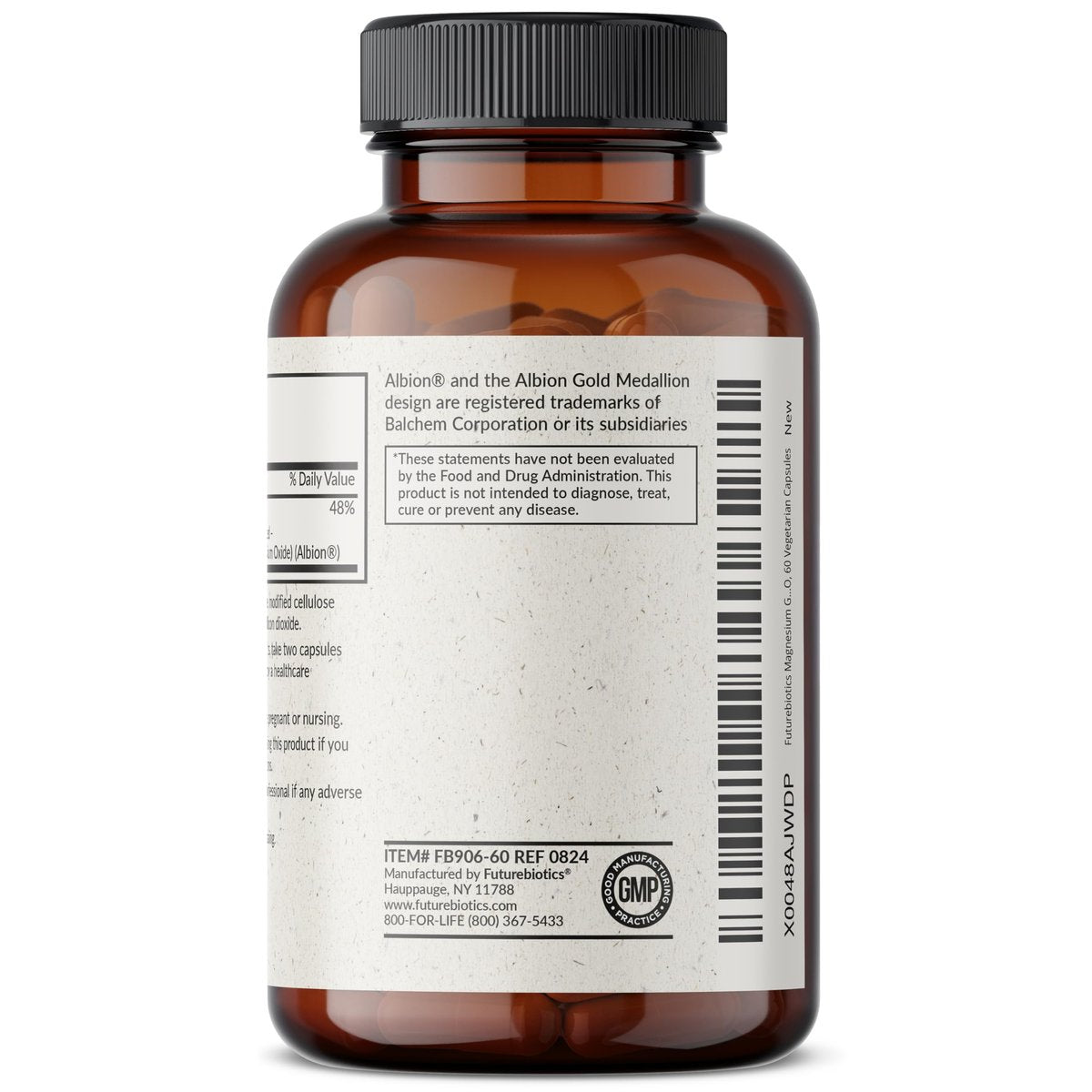 Futurebiotics Magnesium Glycinat 200 mg pro Portion, cheliert für hohe Absorption, magenschonend, Non-GMO, 60 Kapseln