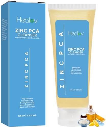 Healov Zink-Gesichtswäsche | Zinkseife Körperreiniger gegen Akne, Rosacea, Ekzeme, Dermatitis, Psoriasis, Juckreiz | Reinigendes, beruhigendes Gesichtswasser | Peeling-Zink-Gesichts- & Körperwäsche für alle Hauttypen